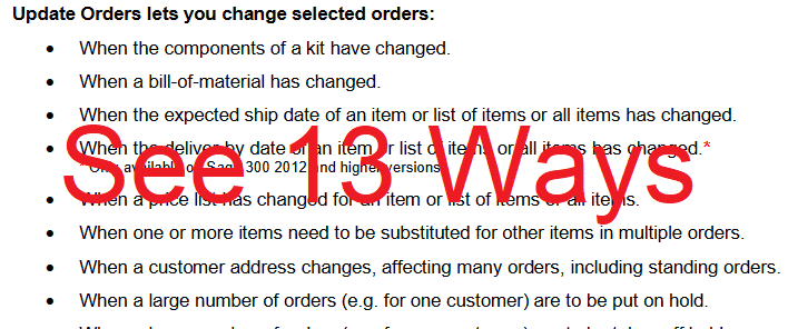 Update Orders Features